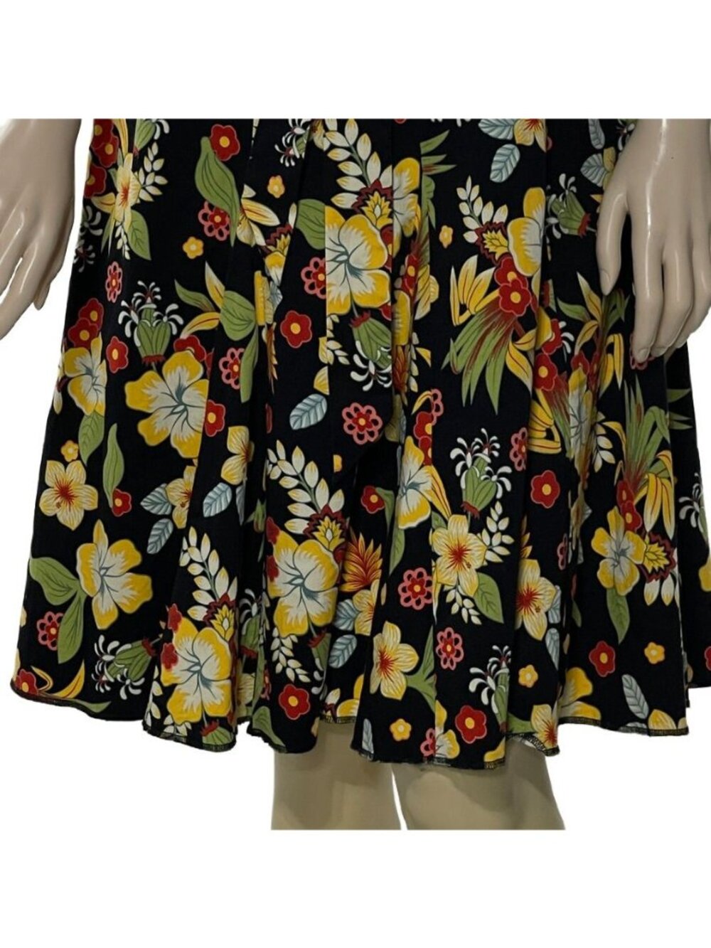 Floral Short Sleeve Collared A-Line Dress With Belt Size 10 By Id~Dio - Picture 14 of 16